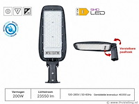 5 x led straatlamp 200w – 6400k koud wit - grijs – ip65 – florida-200 - afbeelding 1 van  5