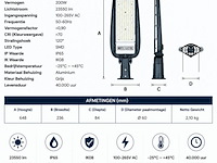 5 x led straatlamp 200w – 6400k koud wit - grijs – ip65 – florida-200 - afbeelding 4 van  5