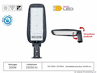5 x led straatlamp 200w – 6400k koud wit - grijs – ip65 – florida-200 - afbeelding 1 van  5