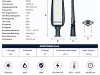 5 x led straatlamp 200w – 6400k koud wit - grijs – ip65 – florida-200 - afbeelding 4 van  5