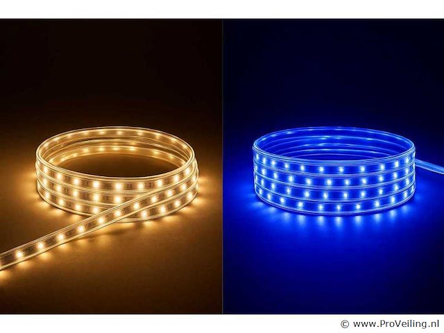 5 x led strip – 25 meter – 10w/m – blauw & warm wit – ip65 waterdicht - afbeelding 1 van  5