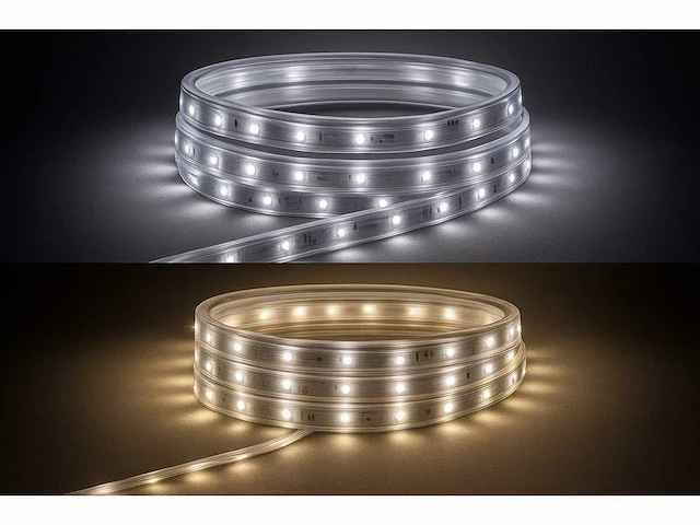 5 x led strip – 25 meter – 10w/m – wit & warm wit – ip65 waterdicht - afbeelding 1 van  5
