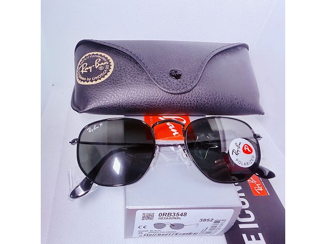 5 x rayban polarized zonnebrillen - aviator, hexagonal, justin - afbeelding 6 van  9