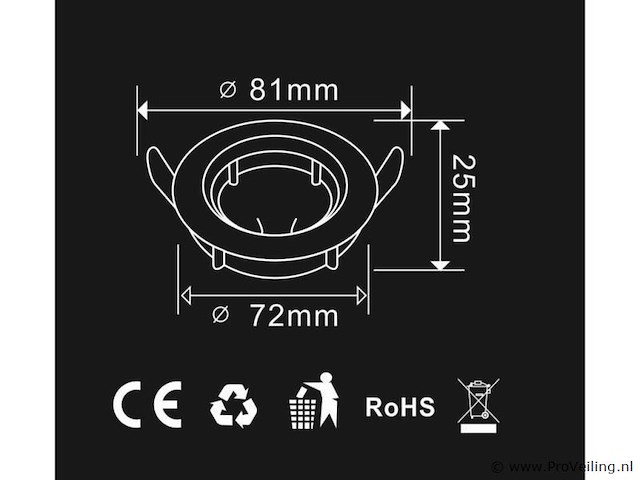 50 x downlight fitting – draaibaar – gu10 – zilver – ip20 - afbeelding 4 van  5