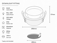 50 x downlight fitting – gu10 – wit – ø90mm – ip20 – mint-1 - afbeelding 4 van  4