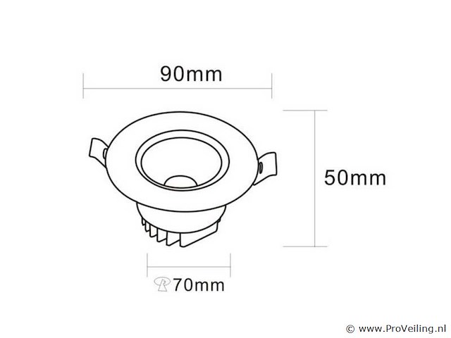 50 x inbouw led downlight – 7w – draaibaar – 6500k koud wit - afbeelding 5 van  6