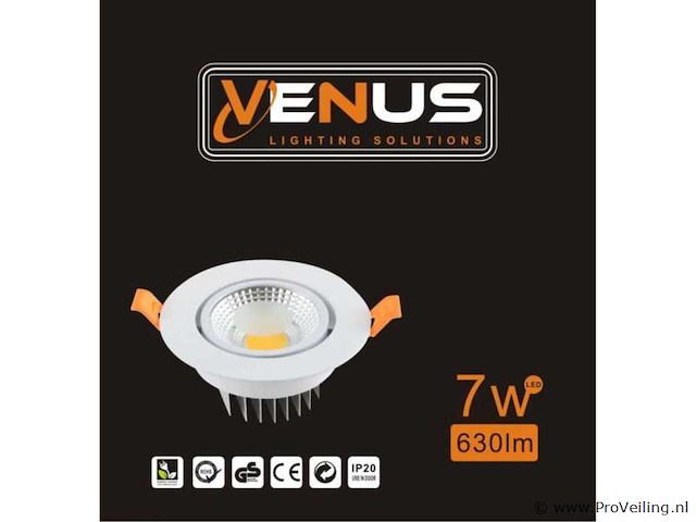 50 x inbouw led downlight – 7w – draaibaar – 6500k koud wit - afbeelding 6 van  6