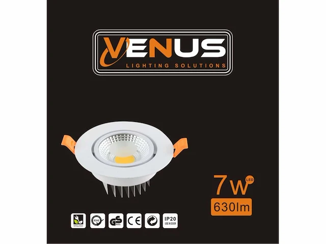 50 x inbouw led downlight – 7w – draaibaar – 6500k koud wit - afbeelding 6 van  6
