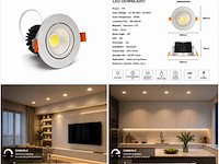 50 x led downlight – 7w – draaibaar – dimbaar – 3000k warm – zilver - afbeelding 4 van  4