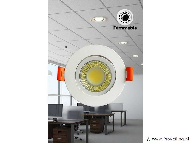 50 x led downlight – 7w – draaibaar – dimbaar – 6500k koud wit – wit - afbeelding 1 van  5