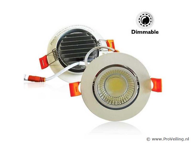 50 x led downlight – 7w – draaibaar – dimbaar – 6500k koud wit – wit - afbeelding 2 van  5