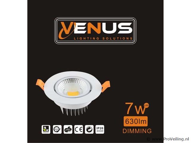 50 x led downlight – 7w – draaibaar – dimbaar – 6500k koud wit – wit - afbeelding 5 van  5