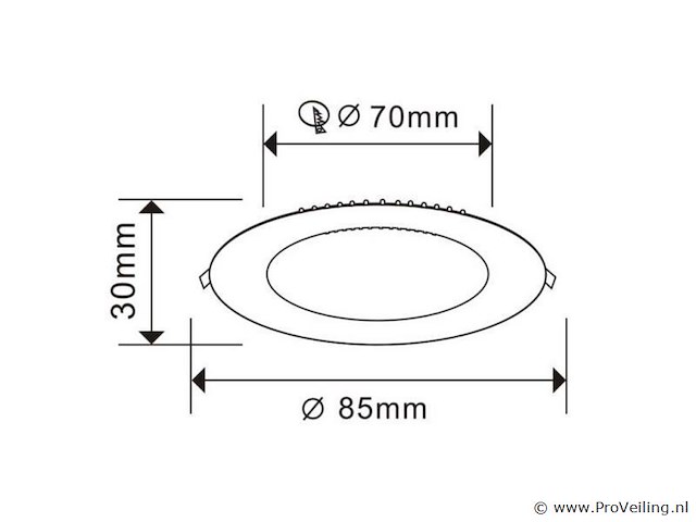 50 x led paneel – rond inbouw – 5w – 3000k warm wit – ip20 - afbeelding 3 van  4