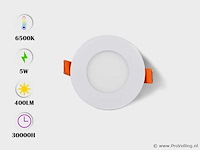 50 x led paneel – rond inbouw – 5w – 6500k koud wit – ip20 - afbeelding 1 van  4