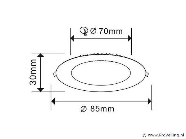 50 x led paneel – rond inbouw – 5w – 6500k koud wit – ip20 - afbeelding 3 van  4