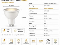 50 x led spot gu10 – 6w – dimbaar – 3000k warm wit – ip20 - afbeelding 3 van  4