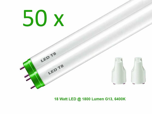 50 x led tl buizen 6500k daglicht wit, 18 watt - afbeelding 1 van  9