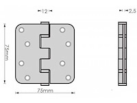 (500x) scharnier 7,5 cm - zwart - met schroeven - afbeelding 2 van  2
