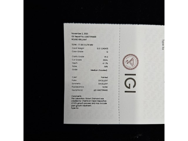 5.01 karaat diamant (gecertificeerd) - afbeelding 6 van  6