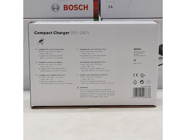5x acculader t.b.v fietsaccu, bosch, compact charger 100-240v - afbeelding 4 van  5