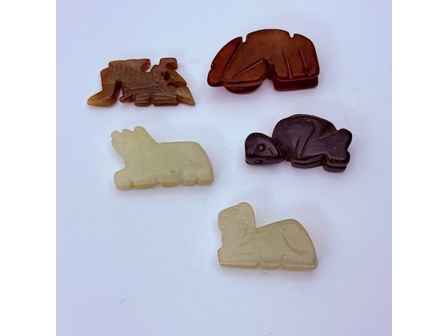 5x antieke chinese jade - ca. qing-dynasty - afbeelding 1 van  5
