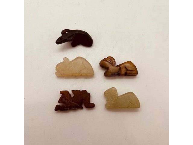 5x antieke chinese jade - ca. qing-dynasty - afbeelding 1 van  5