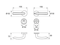 5x axa kruk+pc veiligheidsrozetten rond skg3 - 62mm axa, rvs-uitstraling - afbeelding 2 van  2