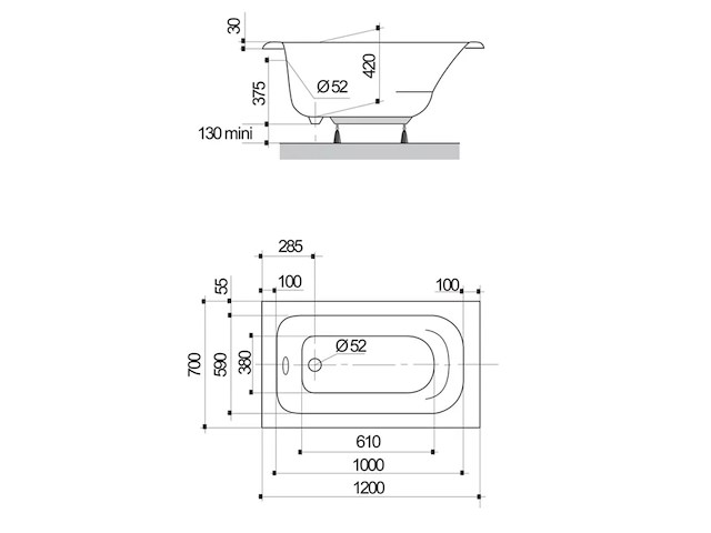 5x bad plaatsbesparend, allibert, flavis plaatsbesparend, wit - afbeelding 3 van  7