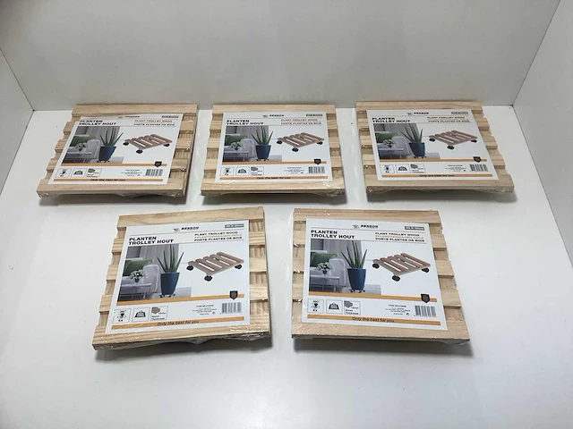 (5x) benson houten plantentrolleys - 300x300mm - afbeelding 1 van  7