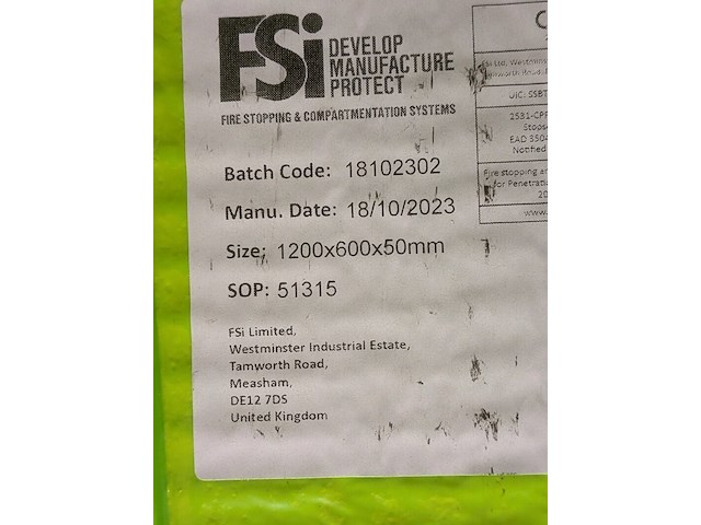 5x brandwerende plaat, fsi, stopseal coated batt, 2023 - afbeelding 4 van  4
