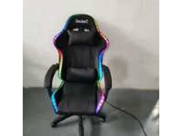 5x bureau-/gamestoel met rgb verlichting zwart - afbeelding 1 van  8