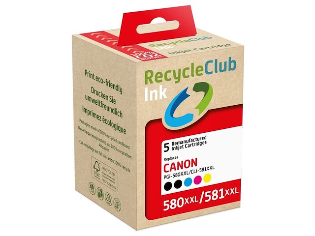 5x cartridge, recycleclub, canon pg580xxl/pg581xxl, multipack - afbeelding 1 van  2