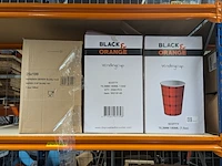 5x doos kartonnen koffiebekers, black & orange, scotty 180ml, (2500 stuks per doos)