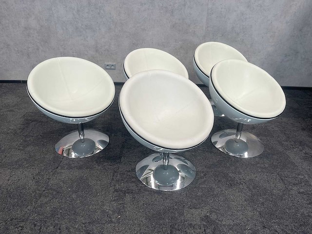 5x draaibare witte cocktail fauteuil - afbeelding 1 van  1