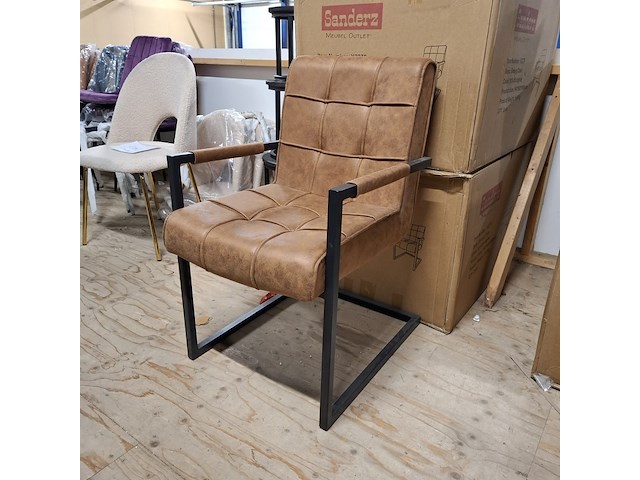 5x eetkamerstoel met armleuning bruin - afbeelding 1 van  4