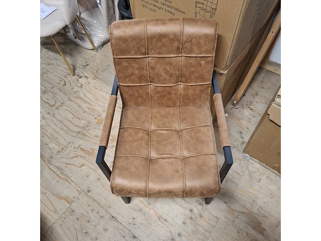 5x eetkamerstoel met armleuning bruin - afbeelding 3 van  4