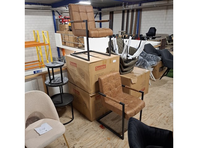 5x eetkamerstoel met armleuning bruin - afbeelding 4 van  4