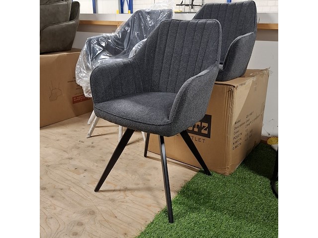 5x eetkamerstoel met armleuning, draaibaar antraciet - afbeelding 1 van  5