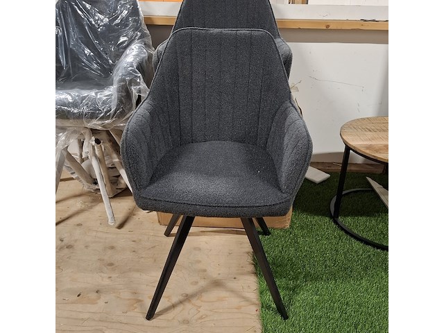 5x eetkamerstoel met armleuning, draaibaar antraciet - afbeelding 2 van  5