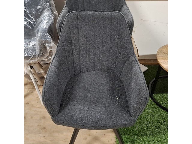 5x eetkamerstoel met armleuning, draaibaar antraciet - afbeelding 3 van  5
