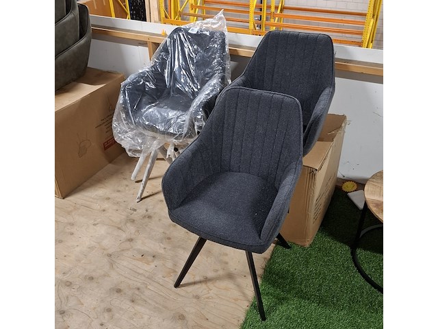 5x eetkamerstoel met armleuning, draaibaar antraciet - afbeelding 5 van  5