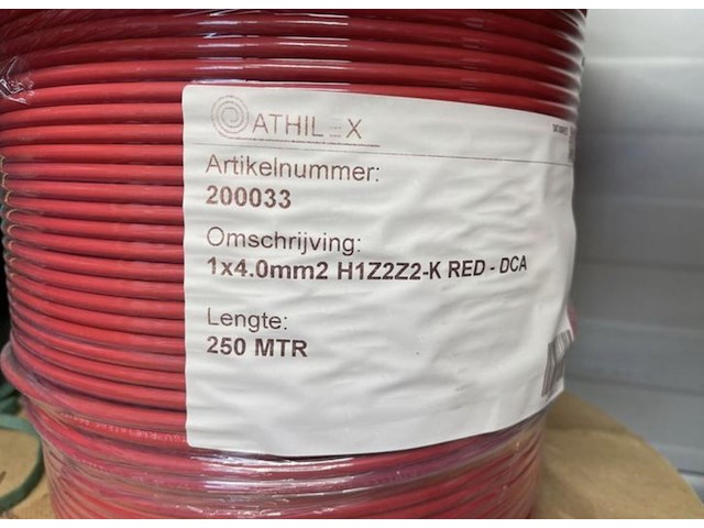 5x haspel met solar kabel á 250 meter athilex, h1z2z2-k red dca - 4 mm² - afbeelding 2 van  2