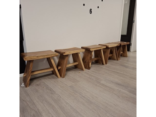 5x houten krukje - afbeelding 1 van  6