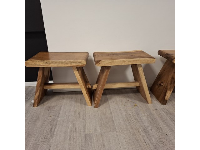 5x houten krukje - afbeelding 2 van  6