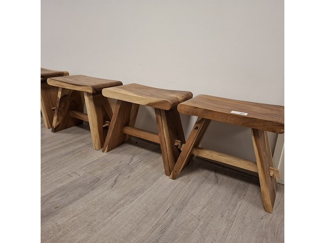 5x houten krukje - afbeelding 3 van  6