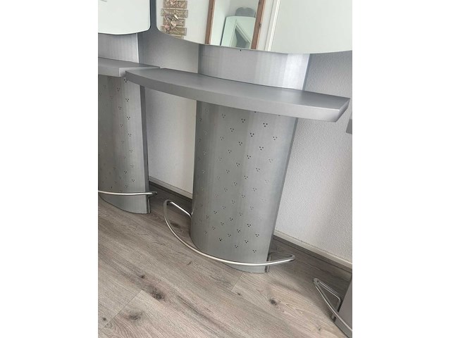 5x kappersmeubel met spiegel 208x70 cm aluminium - afbeelding 4 van  4