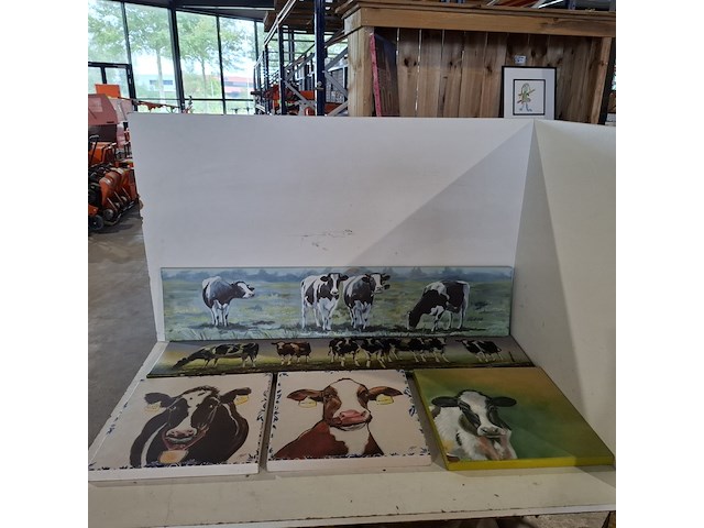 5x koeien afbeelding op canvas - afbeelding 1 van  9