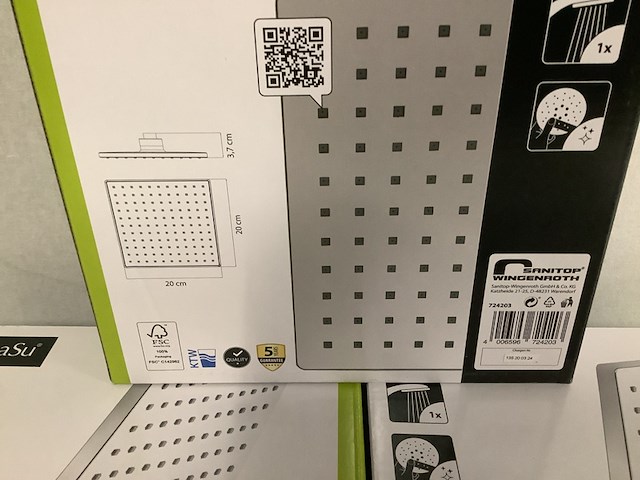 5x kop voor stortdouche vierkant aqua su, tratus, chroom - afbeelding 2 van  2