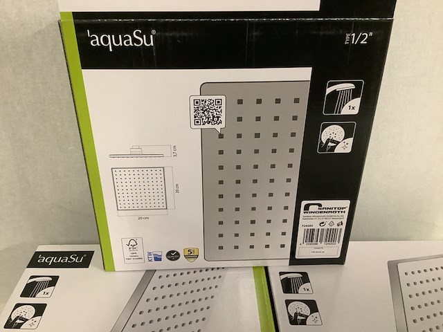5x kop voor stortdouche vierkant aqua su, tratus, chroom - afbeelding 2 van  2