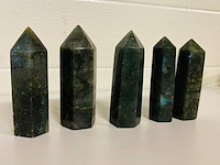 5x labradoriet obelisk 6-zijdig - afbeelding 1 van  7